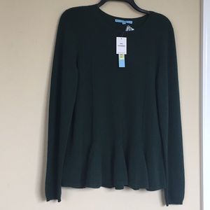 Hunter Green Cashmere Peplum Sweater